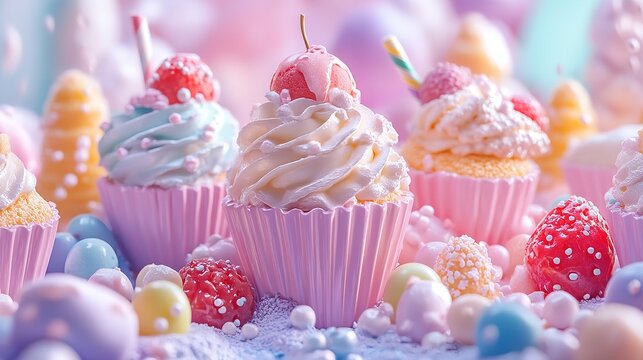 Delightful cupcake decor action sweet treats kitchen colorful arrangement close-up dessert inspiration