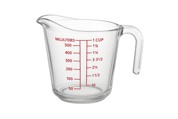 Empty measuring cup on transparent background for precise cooking and baking