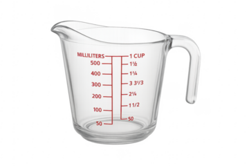 Empty measuring cup on transparent background for precise cooking and baking