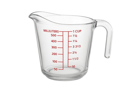 Empty measuring cup on transparent background for precise cooking and baking
