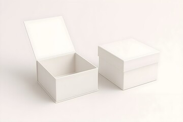 Obraz premium White Folding Gift Box Mockup – Opened and Closed 3D Rendering