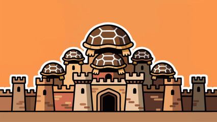 Vector Castle with Turtle Shell Towers