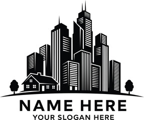 Fototapeta premium Elegant Real Estate & Construction Logo - Modern Building Symbol