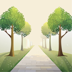 Obraz premium Foggy forest path for mystery, exploration, and unknown journey themes