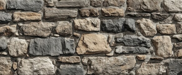 The stacked stone wall texture background with weathered mortar and natural rock tones
