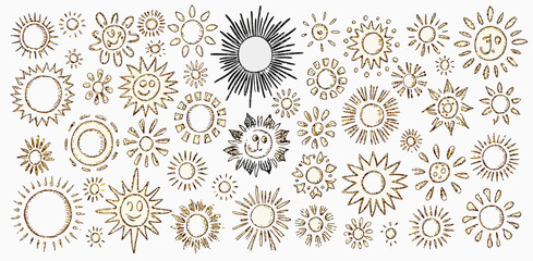 Hand-drawn Sun Icons: Doodle Sun Clipart Set