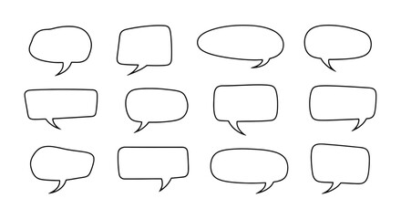 Obraz premium Collection of Hand-Drawn Speech Bubbles and Thought Balloons Perfect for Adding Dialogue and Captions to Comics, Presentations, and Social Media Content