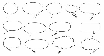 Fototapeta premium Collection of Blank Speech Bubbles and Thought Balloons for Design and Communication Projects, Ideal for Social Media, Presentations, and Educational Materials
