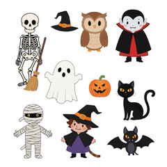 Spooky Halloween Clipart Collection Featuring Classic Icons for Festive Invitations and Creative Design Projects Suitable for Holiday-themed Creations
