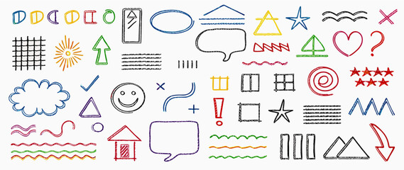 Hand-drawn Doodle Icons: Shapes, Symbols & Design Elements