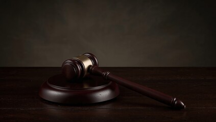 Obraz premium A close-up of the judicial gavel resting upon a wooden table, symbolizing justice and law