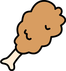 Hand drawn cartoon illustration of chicken leg