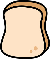 Hand drawn cartoon illustration of bread slice