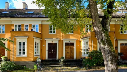 Autumn Street View of Historic Townhouses in Uranienborg Frogner Oslo