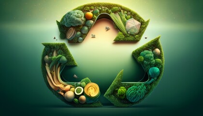 Fototapeta premium a sustainable food system incorporating circular economy principles focusing on waste reduction recycling and efficient resource use