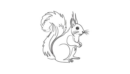 Simple black-line drawing of a squirrel © Junaidi
