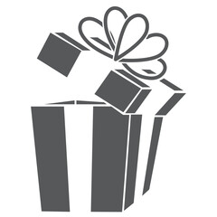 Black icons of gift boxes with ribbon showcasing simple flat design suitable for festive or celebratory themes