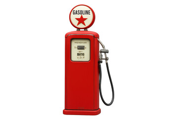 Red gasoline pump on transparent background representing nostalgia and history