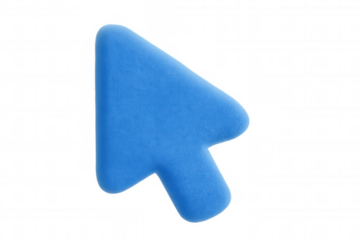 Soft, fluffy blue computer mouse pointer cursor isolated on a transparent background, perfect for digital design projects