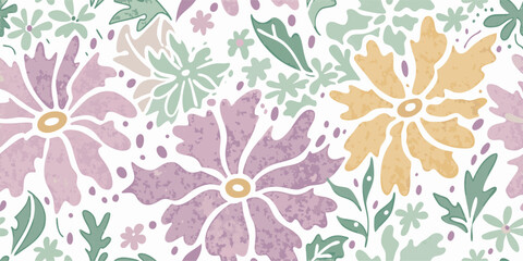 Fototapeta premium Pastel Floral Seamless Pattern, Soft Flower Background, Spring Summer Design