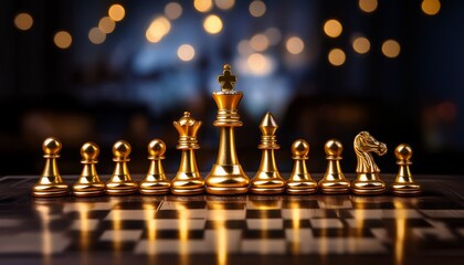 golden game pieces aligned on a table ready for action perfect for board game themed designs and concepts demonstrating strategy and competition