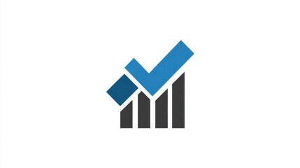 Blue check mark ascending over expanding bar graph representing business success, marking upward trajectory of financial performance and investment achievements