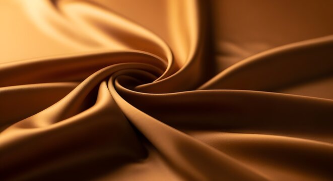 Close up of soft satin fabric in warm lighting wit