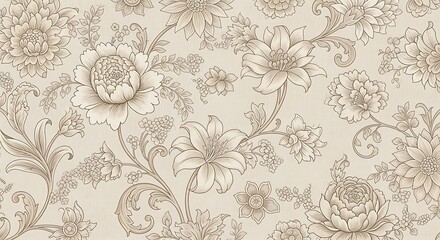 Detailed wallpaper pattern with floral motifs in b