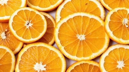 Vibrant Overhead Shot of Juicy Orange Slices:  Fresh, Zesty, and Healthy Citrus Fruit Background.