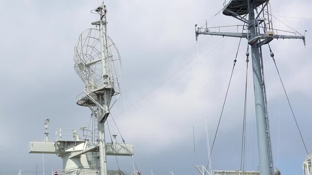 Satellite and radar tracking on naval battleship 4k