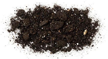 detailed professional high quality Dark brown soil with small white and brown particles