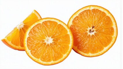 Fototapeta premium Juicy Orange Slices: Vibrant, Fresh, and Delicious Citrus Fruit Studio Shot on White Background