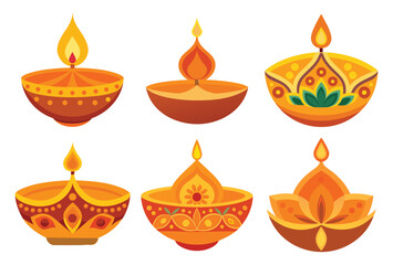 Burning candle set vector illustration for festival and decoration
