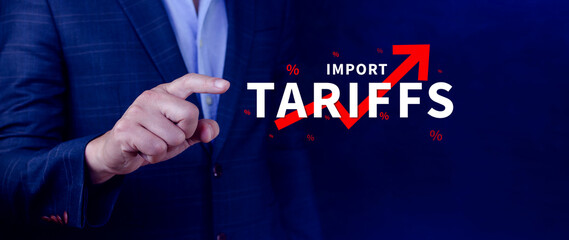 Import tariffs increase concept, Government import tax to boost economy, Industrial growth tax,...