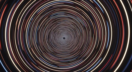 Digital tunnel made of multicolor rotating rings