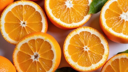 Fototapeta premium Vibrant Juicy Orange Slices: Close-up Studio Shot, Fresh Citrus Fruit, Healthy Food Photography.
