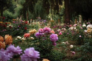 Fototapeta premium Beautiful blooms in a charming garden