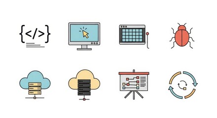 Modern digital concept with development tools and cloud computing infrastructure