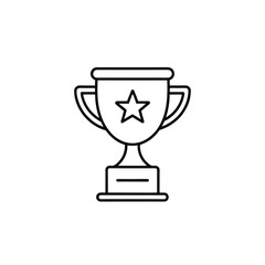 Simple line art trophy with star isolated on white background