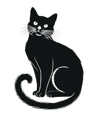 Elegant Black Cat Silhouette Illustration – Perfect for T-Shirts, Stickers, Halloween & Merchandise