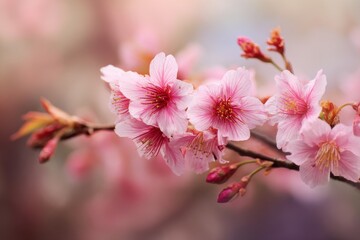 Blurred pink cherry blossoms
