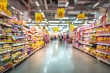 Blurry unfocused supermarket background in a department store