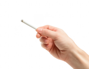 A hand holding a cigarette, png, transparent