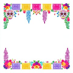 Decorative cut paper garland for Dia de los Muertos and fiesta designs.