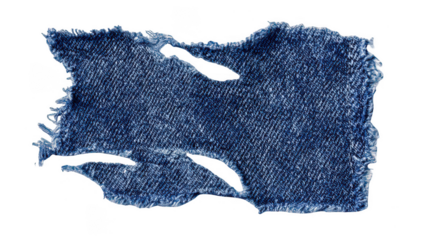 Ripped blue denim fabric patch, png, transparent