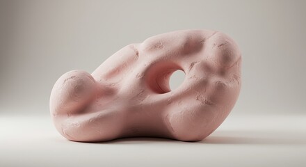 Naklejka premium Textured Pink Abstract Sculpture against a Neutral Backdrop for Creative Visuals