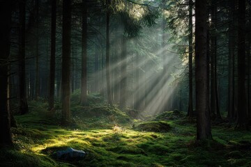 Fototapeta premium Eight rays of forest in the upper field