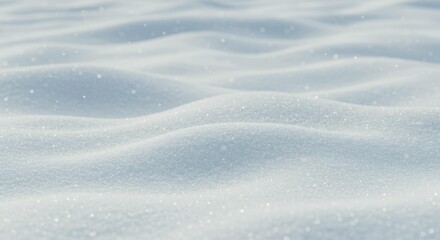 Pristine white snow surface with sparkling crystal texture and gentle rolling hills, perfect winter landscape background for seasonal campaigns