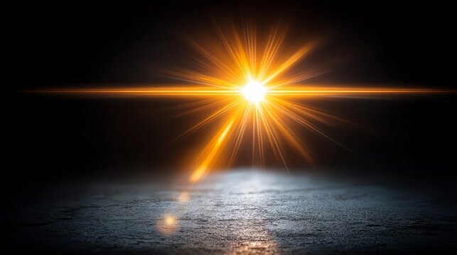 Bright light is shining on a dark background. The light is so bright that it is almost blinding