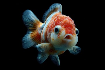 Goldfish alone against a black backdrop